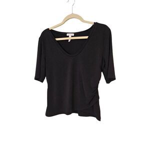 Leith black scoop neck half sleeved top. Size L.